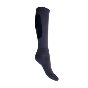 Chaussette d'équitation Fixity de West Island. Gris Orage. Protection du mollet. Grey horse riding sock.